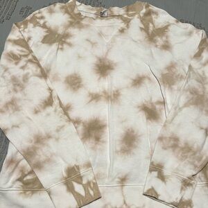 Old Navy Tie-Dye Crew Neck Sweater - Cream and Tan